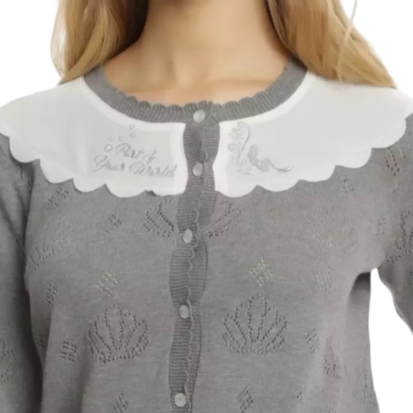 Disney The Little Mermaid Ariel Grey Pointelle Cardigan - Picture 4 of 15